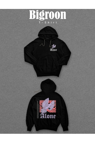 Alone Yalnız Kuş Bird Güvercin Sweatshirt Unisex Kapüşonlu Hoodie 001
