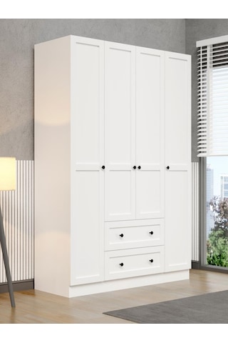 Kuzeylife Viena Modern Tasarımlı Membran Kapaklı 4 Kapılı Gardırop (50 cm Derinlik)