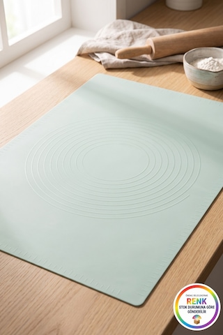 Ölçü Cetvelli Silikon Hamur Açma Matı Kaymaz Yapışmaz Pasta Kurabiye Matı 64x45 Cm