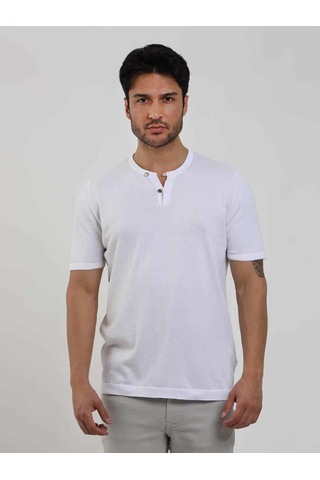 Dufy Beyaz Erkek Slim Fit Düz Düğmeli O Yaka Kazak - 104626-beyaz Beyaz