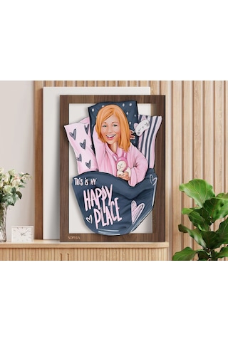 Bk Gift Kişiye Özel Kadın Karikatürlü 3d Ahşap Tablo-101, Arkadaşa Hediye, Karikatürlü Tablo Kobitmeyen138371 Bk Gift