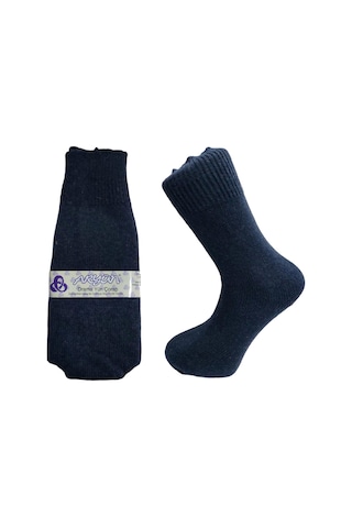 Yerli Üretim Erkek Yün Wool Soket Çorap-Mavi