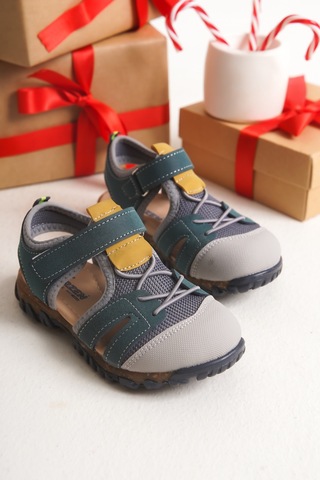 Çinçon Günlük Ortopedik Erkek Çocuk Sandalet Ayakkabı Haki