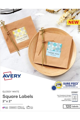 Avery Yazdırılabilir Boş Kare Etiketler, 2 "x 2", Parlak Beyaz, 1 Diğer