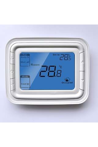 Xindoker T6861h2wb Dijital Lcd Termostat, 9p 2 Borulu Fan Kontrol, Oda Sıcaklığı Regülatörü, Soğutma-ısıtma Modu, Mavi Ekran, Abs Ateş Engelleme Malzeme