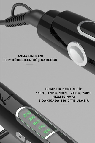 Profesyonel Saç Düzleştirici 5 Kademeli - 230 C Dijital Ekranlı Seramik Kaplı Plakalar.