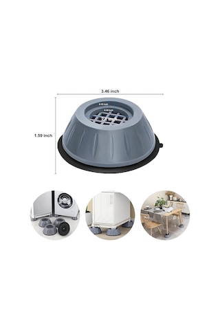 Mainshop Titreşim Engelleyici Çamaşır Makinesi , Buz Dolabı , Titreşim Engelleyici 4 Lü Set M-541 Gri