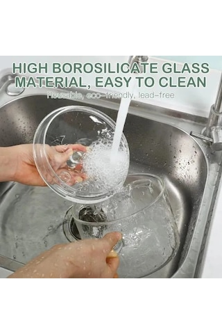 Kapaklı Borosilikat Cam Tencere Seti Şeffaf