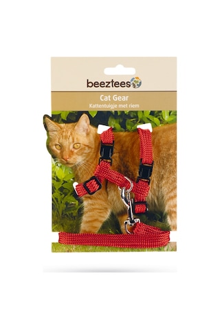 Hnrlıshp Beeztees Kedi Göğüs Tasması Ve Gezdirme Kayışı, 130cm, Kırmızı