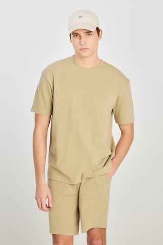 Relaxed Fit Geniş Kesim Bisiklet Yaka Pamuklu Açık Yeşil Tişört Light Green