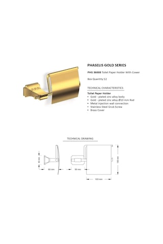 İsaoğlu Yapı Gold Tuvalet Kağıtlık Klasik Vintage Phaselis Design Gold Banyo Kağıtlık Gold