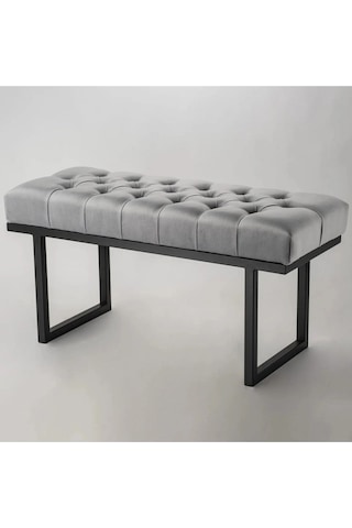 Didim Modern Döşemeli Metal Ayaklı Bench: Antrasit  - Gri