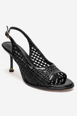 Luvishoes Bonıto Siyah Örgü Kadın İnce Topuklu Ayakkabı
