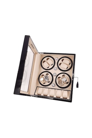Otomatik Saat Kurma Kutusu Winder Piano Black 8 5 Siyah Içi Krem Watch Winder