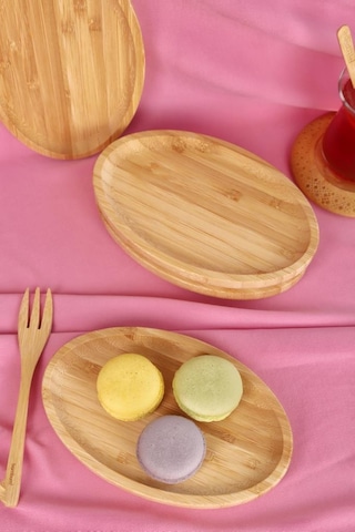 Bambum 6'lı Oval Servis Tabağı Seti Kahvaltı Ve Sunum Tabakları Bambu
