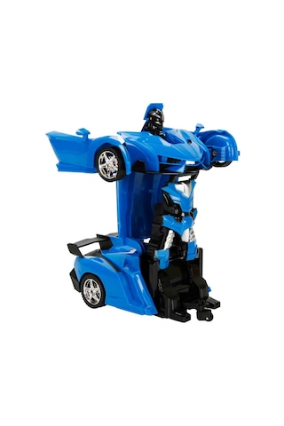 Suncon Işıklı Usb Şarjlı Uzaktan Kumandalı Arabaya Dönüşebilen Robot 43288 Mavi Çok Renkli