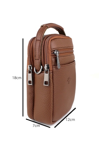 Erkek Taba Çok Cepli Askılı El Ve Omuz Çantası Taba