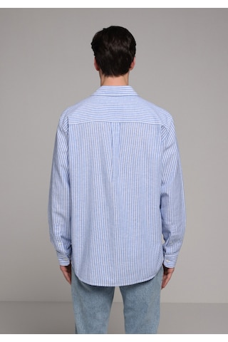 Colin's Colins Regular Fit Shirt Neck Çizgili Erkek Mavi Uzun Kol Gömlek Cl1081139 Q1.v2 Ble