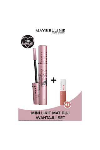 Maybelline New York Lash Sensational Sky High Maskara & Mini Super Stay Matte Ink Likit Mat Ruj 65 Seductress 2.7ml pktskyhghmskmnssmi-9397 0