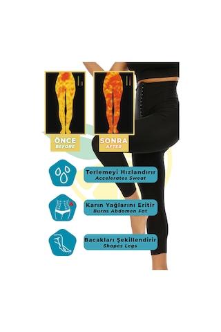 Elilom Sauna Agraflı Tayt - Terleme Artırıcı, Göbek Toparlayıcı, Bel Ve Bacak İnceltici, Termal Spor Mulu Siyah