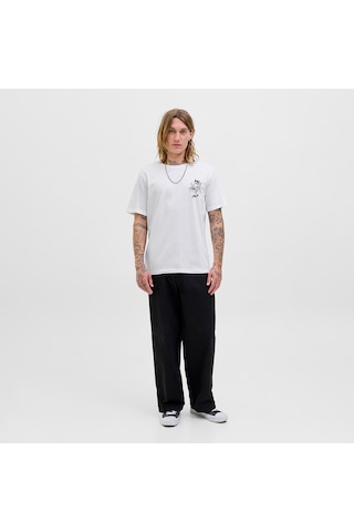 Jack & Jones Jack&jones Relax Erkek Beyaz Bisiklet Yaka Tişört Beyaz