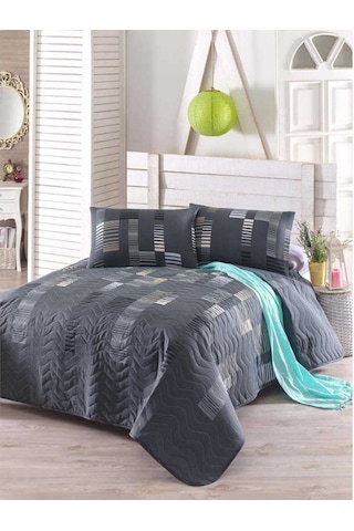 Eponj Home Kapitone Yatak Örtüsü Seti Tek Kişilik Trace Antrasit