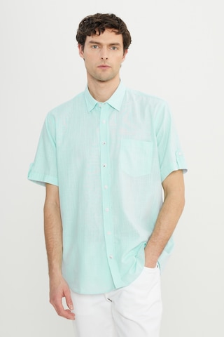 AC&Co / Altınyıldız Classics Erkek Mınt Comfort Fit Düğmeli Yaka %100 Pamuk Flamlı Kısa Kollu Casual Gömlek 4A2022200132MINL Mint
