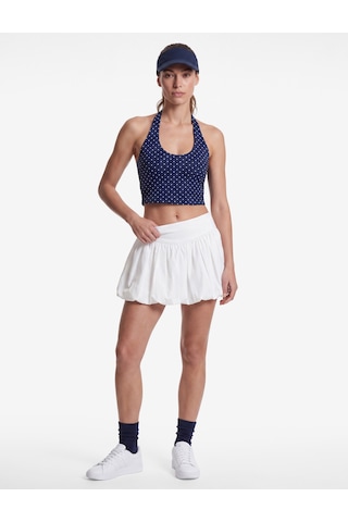 Koton Slim Fit Halter Yaka Puantiyeli Kolsuz Kaplı Sporcu Sütyeni Lacivert Desenli 7wak30056nk