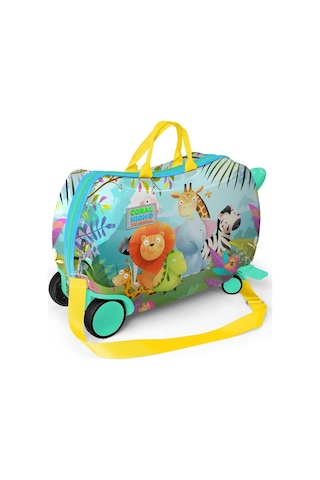 Coral High Otur-çek Erkek Çocuk Valizi - Yeşil Renkli Hayvanlar Alemi Çok Renkli