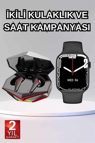 İkili Set Dev Ucuz Kulaklık Ucuz Akıllı Saat Gürültü Önleyici Uzun Pil Ömrü Çok Renkli
