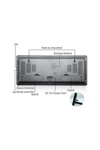 Trendooze Sıcaklık Saati Mekan Led Kırmızı Kırmızı İç Göstergeli Ekran Duvar Dijital Büyük - Lm Kırmızı