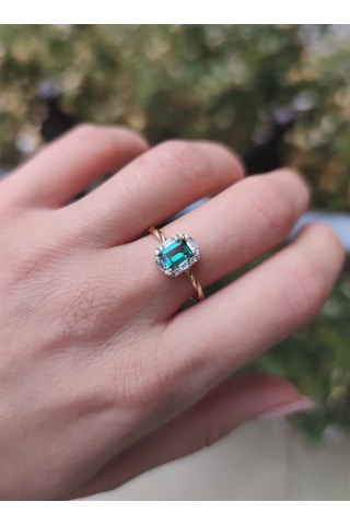 Jena Green Topaz Pırlanta Yüzük Ak-1350
