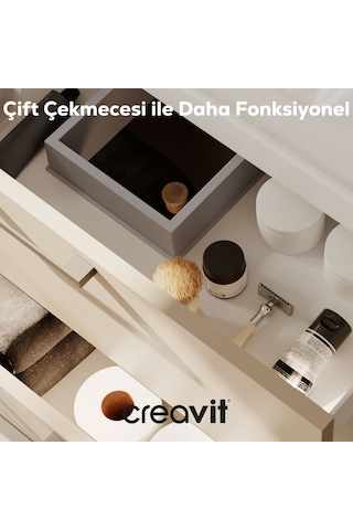 Creavit D20 100 Cm İki Çekmeceli Lavabo Dolabı Dafne Melamin Kapak Demonte Dafne