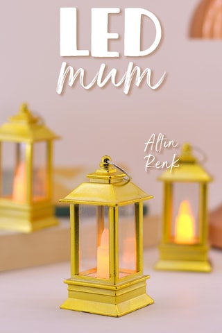 3 Adet Led Mum Mini Dörtgen Tip Pil Dahil Dumansız Alev Ledli Yapay Dekoratif Mum Işığı Altın Pt434 Altın