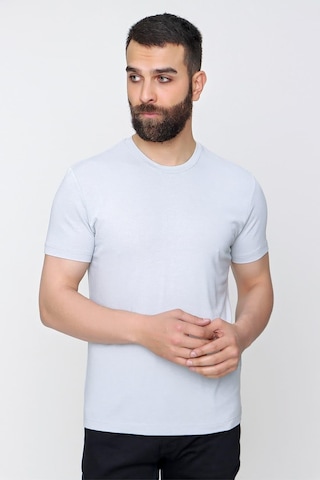 Efor Slim Fit Bisiklet Yaka Düz Pamuklu Gri Tişört Ts 823 Gri