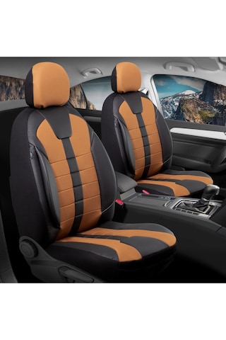 Fiat Egea Cross Lüx Deri Detaylı Oto Koltuk Kılıfı Ön Arka Takım Vista Tarçın