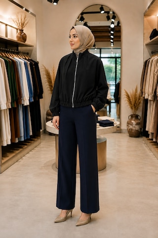 Sevitli Bomber Ceket-siyah-5941