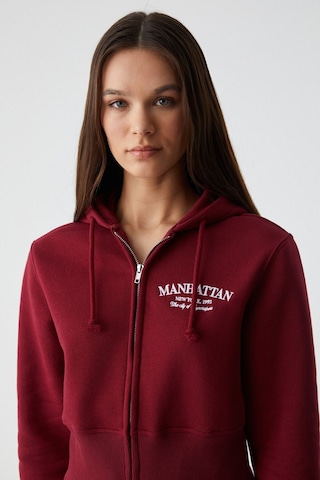 GRIMELANGE Iressıne Kadın Kapüşonlu Fermuarlı Uzun Kollu Regular Bordo Sweatshirt Bordo