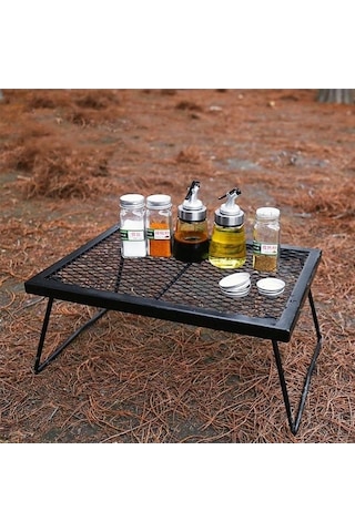 Bloomnest Pratik Masası Katlanır Kamp Izgarası Yürüyüş Seyahat Seti, Hava Doğa Demir Çözümü Barbekü Balıkçılık Açık & - Hr Siyah Siyah