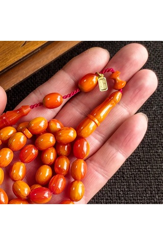 9x12 mm Turuncu Sandaloz Baga Tesbih, Yeni Döküm Miskevi Baga