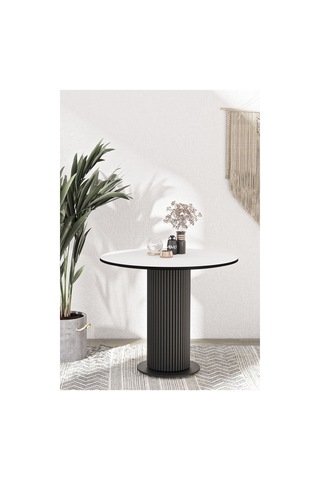 Avvio Rio 90x90 Lake Mdf Ptt Ayak Yuvarlak Mutfak Masası Takımı Yemek Masası Takımı Düz Beyaz