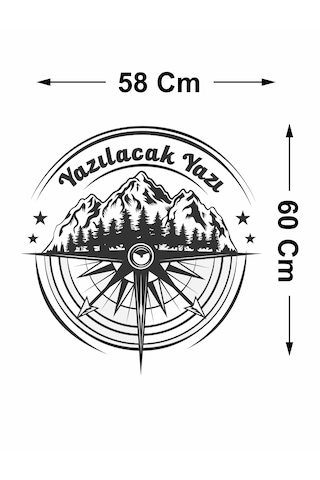 Kişiye Özel Pusula Dağ Orman Sticker - Araba Oto Motosiklet Karavan Cam Sticker - 00081 60 Cm