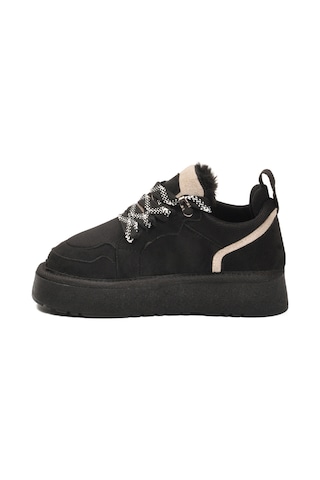 Siyah Süet Bağcıklı Unisex Çocuk Spor Ayakkabı 412445 F Siyah