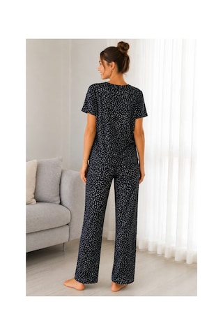 Mixxtrend Kadın Kaşkorse Siyah Çiçekli Pijama Takımı Çok Renkli
