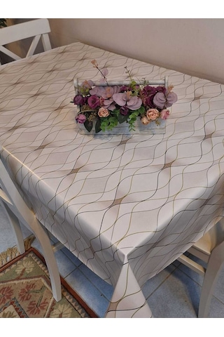 Elyaflı Pvc Masa Örtüsü Modern, Dayanıklı, Silinebilir Ve Şık Görünüm Mrl205 Bej