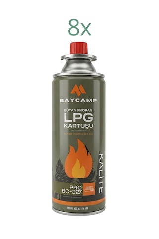 Baycamp 227gr 400 Ml Butan Propan Lpg Kartuş 8 Li Paket Çok Renkli