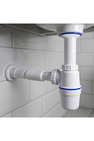 Taslı Ve Körüklü Lavabo Evye Sifonu İnox Paslanmaz Vidalı Süzgeçli Mutfak Banyo Gider Borusu Hortumu