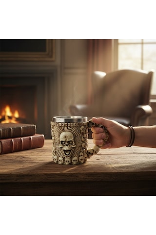 Kafatası Temalı 3d Kabartmalı Kupa Diğer