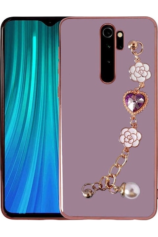 Xiaomi Redmi Note 8 Pro Kılıf El Tutamaçlı Kamera Korumalı Zore Taka Silikon Kapak Mor