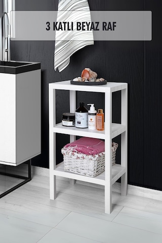 3 Katlı Beyaz Raf Kitaplık & Banyo Düzenleyicisi 73,5 Cm Beyaz